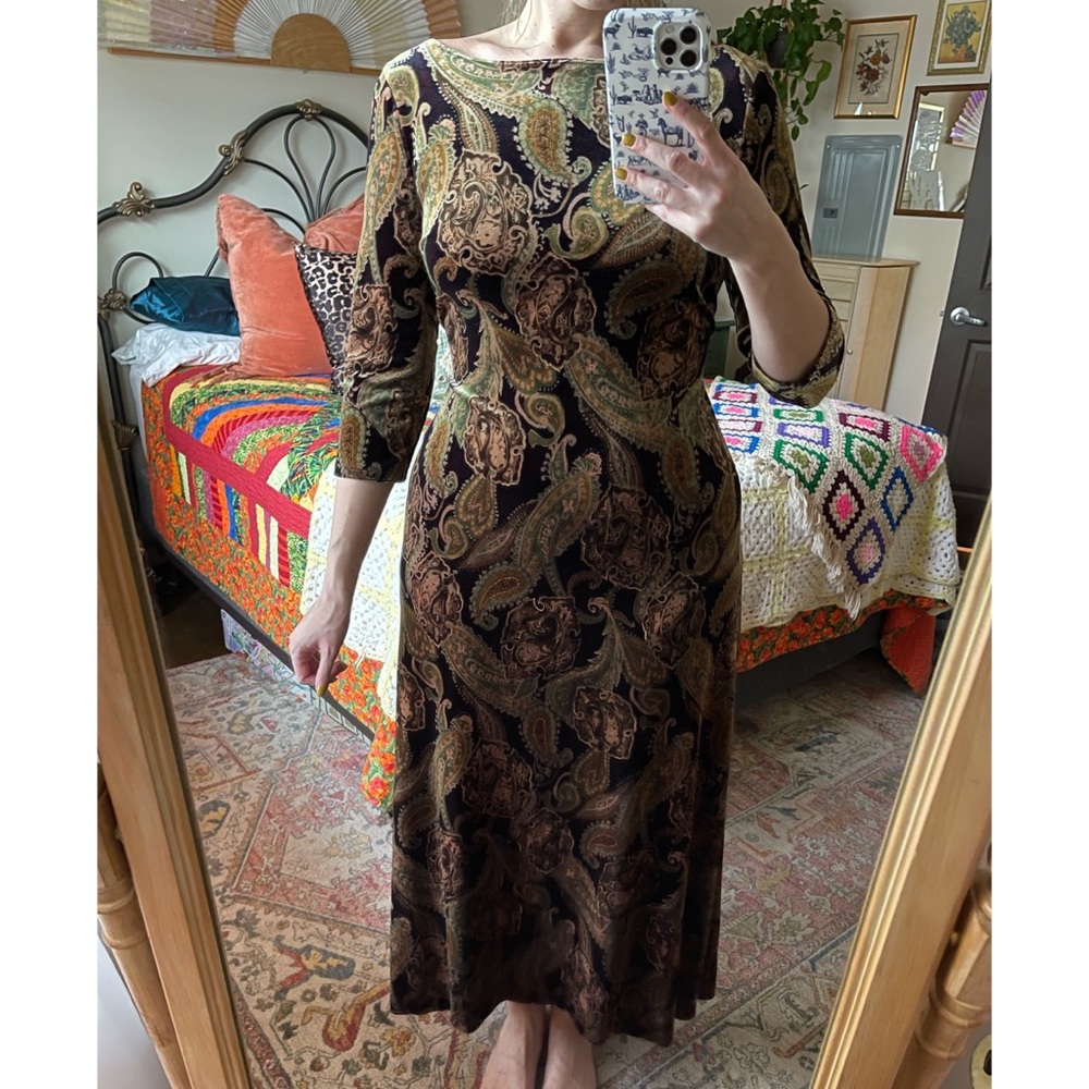 Vintage Burnout Velvet Maxi Dress
